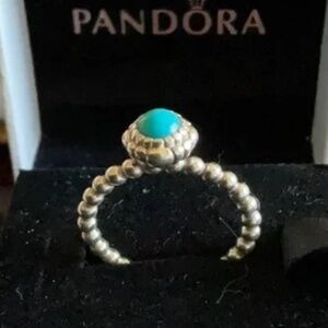 Pandora Silver Ring with Turquoise Stone